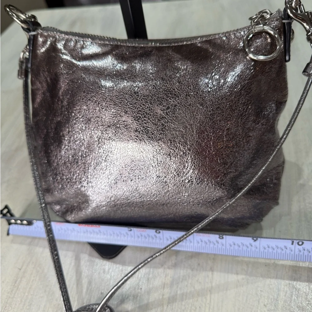 Coach Poppy Pink Metallic Double Button Leather Crossbody